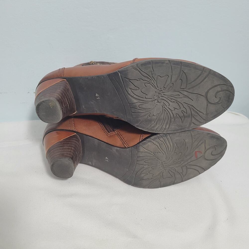 L'Artiste  Belgard Bootie In Brown Hand Painted Leather & Embossed Suede Size 41 - Picture 5 of 7